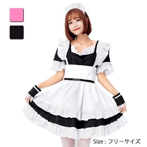 ランジェリー風 メイドコスチューム可愛く本格的なミニスカートのメイドコスプレ