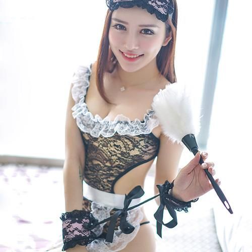 メイド服 コスプレ メイドランジェリー 総柄レースを使用したエプロン風コスプレ